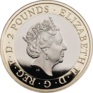 United Kingdom / 2 GBP / Inner: Cupro-nickel; Outer: Nickel-brass / 12.00g / 28.40mm / Design: Jody Clark (obverse) and Thomas T. Docherty (reverse).