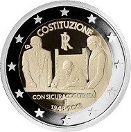 Italy’s new 2 euro circulation coin to commemorate 70 years Constitution.