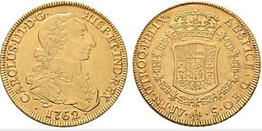 Lot 4182: Carlos III. Sevilla. 8 escudos. 1762. Starting price: 40,000 euros. Realized: 58,800 euros.