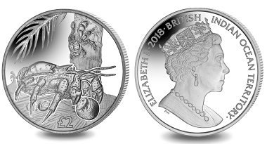 British Indian Ocean Territory / 2 Pounds / Cupro Nickel / 28.28g / 38,6mm / Mintage: 10,000.
