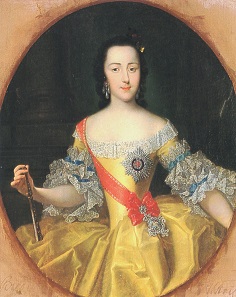 The young Catherine II at the age of approx. 16 years. Painting by Georg Christoph Grooth.