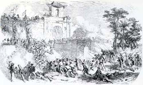 Conquest of Saigon. Illustration of the 19th cent. Source: Wikipedia.