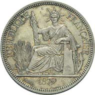 Cochin-China. Pattern for a piaster 1879. PP. From auction sale Künker June 22, 2011, 4481. Estimate: 10,000 Euros.
