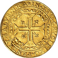 Los 7: Brandenburg-Prussia. Joachim II, 1535-1571. Portugaleser of 10 ducats 1570, Berlin. Extremely rare. Very fine. Estimate: 200,000 euros. Hammer price: 180,000 euros.