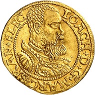 8: Brandenburg-Prussia. Joachim II, 1535-1571. Ducat 1560, Berlin. Almost extremely fine. Estimate: 60,000 euros. Hammer price: 100.000 euros.