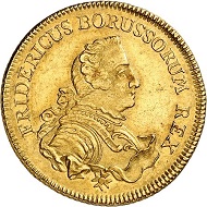 92: Brandenburg-Prussia. Frederick II the Great, 1740-1786. Double Friedrichs d’or 1753, Cleve. Extremely rare. Extremely fine. Estimate: 25,000 euros. Hammer price: 55,000 euros.
