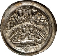 560: Magdeburg. Friedrich I von Wettin, 1142-1152. Bracteate ca. 1150, Halle. Very rare. Extremely fine. Estimate: 4,800 euros. Hammer price: 17,000 euros.
