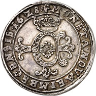 777: Einbeck. Double taler 1628. 2nd known specimen. Almost extremely fine. Estimate: 30,000 euros. Hammer price: 65,000 euros.