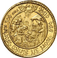 1134: Münster. Ferdinand of Bavaria, 1612-1650. 5 ducats 1638, Münster. Extremely rare. Extremely fine. Estimate: 50,000 euros. Hammer price: 80,000 euros.