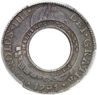 1468: Australia. New South Wales. 5 shillings (holey dollar) 1813. Struck on an 8 reales 1791 from Mexico, Charles III, 1788-1808, Mexico City. Extremely rare. PCGS graded VG 35. Coin: very fine+. Counter mark: almost extremely fine. Estimate: 100,000 euros. Hammer price: 150,000 euros.