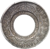 1468: Australia. New South Wales. 5 shillings (holey dollar) 1813. Struck on an 8 reales 1791 from Mexico, Charles III, 1788-1808, Mexico City. Extremely rare. PCGS graded VG 35. Coin: very fine+. Counter mark: almost extremely fine. Estimate: 100,000 euros. Hammer price: 150,000 euros.