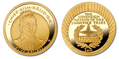 The Chief Kish-kallo-wa Proof Five Dollar Gold Coin - 1/5 oz. 999 gold.