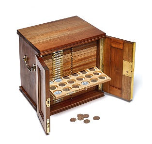 Coin cabinet containing silver shillings of Henry VIII. © the Trustees of the British Museum