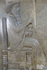 The Persian King Darius I enthroned; he greets the legations delivering their gifts to him. Photo: KW.