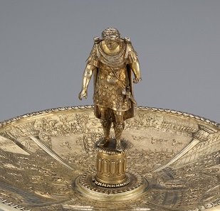 The Otho Tazza (detail), c.1587 – c.1599 (figure and dish), 19th century (foot); Netherlands?; silver gilt; Royal Ontario Museum, Toronto, from the Collection of Viscount and Viscountess Lee of Fareham, given in trust by the Massey Foundation; acc. no. 8.2018. Photo: © The Metropolitan Museum of Art.