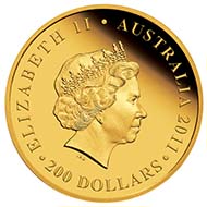 Australia - 200 AUD - 2oz 999 gold - 62.22 g - 41.1 mm - Mintage: 250 - Designer: Elise Martinson (reverse), Ian Rank-Broadley (obverse).