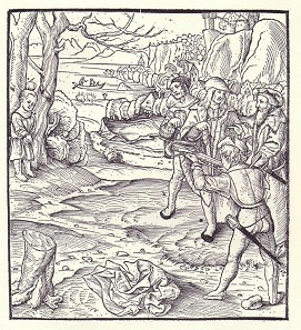 Tell’s apple-shot has been graphically depicted again and again since the 16th century, like in this woodcut by Hans Rudolf Manuel Deutsch in the Cosmographia by Sebastian Münster (1554). Another reference has been chosen for the new coins.