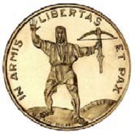 The newly designed 25-francs-coin.