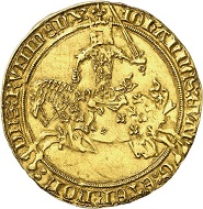 No. 703: Rummen. Arnold of Oreye, 1355-1370. Cavalier d’or, no date, Rummen. Extremely rare. Nearly extremely fine. Estimate: 5,000 euros.