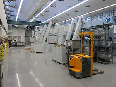 Coining room - this is where the German circulation coins are produced. Photograph: UK.