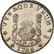 No. 1272: Chile. Fernando VI, 1746-1760. 8 reales 1758, Santiago. Extremely rare. Outstanding, well struck specimen. Very fine to extremely fine. Estimate: 25,000 euros.