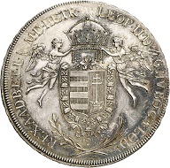 No. 1351: Holy Roman Empire. Leopold II, 1790-1792. Convention taler 1790 Vienna, on behalf of Hungary. Royal taler. Very rare in this condition. FDC. Estimate: 15,000 euros.