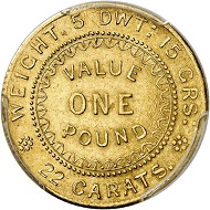 No. 6217: Australia. Victoria, 1837-1901. Pound 1852. “Adelaide Pound”. Very rare. Extremely fine to FDC. Estimate: 20,000 euros.