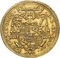 No. 6645: Passau. Johann Philipp von Lamberg, 1689-1712. 2 ducats 1701, Augsburg. Extremely rare. Nearly extremely fine. Estimate: 20,000 euros.