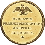 No. 7065: Russia. Nicholas I, 1825-1855. Gold medal at the weight of 12 ducats 1831, unsigned. Demidov-Award medal, bestowed for scientific work. Extremely rare. Extremely fine to FDC. Estimate: 20,000 euros.