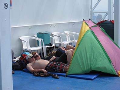 Arcadian camping scenery on board the Europa Palace. Photograph: KW.
