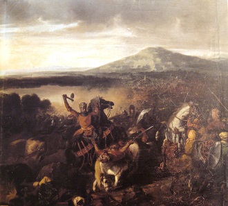 Roger in the battle of Cerami, 1063. Painting by Prosper Lafaye around 1860.