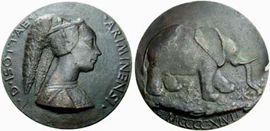 Isotta degli Atti. Medal by Matteo de' Pasti. From auction Astarte 19 (2006), 585.