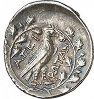 Koinon of Epirus. Drachm, around 210 B, C. Head of Zeus r. Rev. Eagle on thunderbolt, surrounded by an oak wreath. Franke 32-91. From auction Gorny & Mosch 191 (2010), 1394.