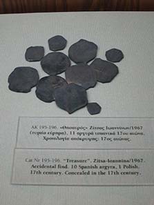 Treasure find with Spanish coins and a Polish one. Photograph: KW.