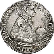 357: TRANSYLVANIA. Sigismund Bathory (1581-1602). Reichsthaler 1589. Dav. 8800. Resch 35. Very rare, EF. Price realized: 60,000 Euros.