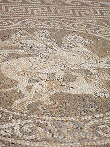 Mosaic: Bellerophon on Pegasos fighting Chimaira. Photograph: KW.