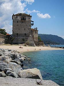 Byzantine guard tower of Ouranopolis. Photograph: KW.