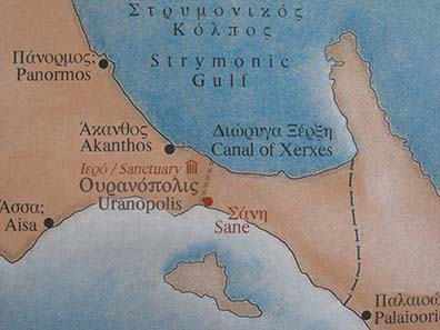 Site plan of the Isthmus of Athos. Photograph: KW.
