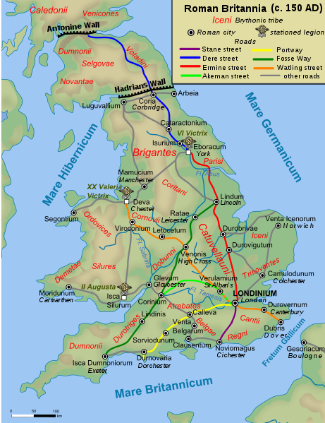 Map of Roman Britain. Source: Wikipedia.