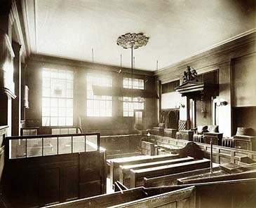 Court room in Old Bailey, photograph from 1895.