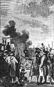 The burning of Ann Beddingfield in 1763; the court had showed her the mercy to be strangled before the burning.