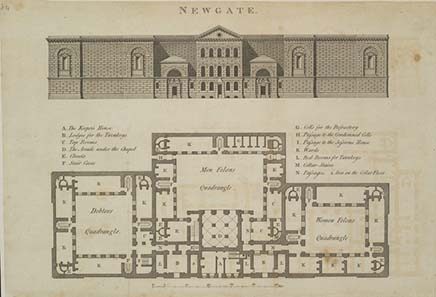 Map of New Gate Prison, built in 1782. Source: Wikipedia.