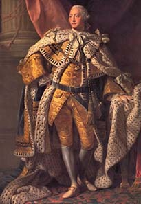 George III wearing the coronation robe - an image taken in better days. It was his illness and, most of all, his recovery, Catherine owed her reprieve to. Source: Wikipedia.