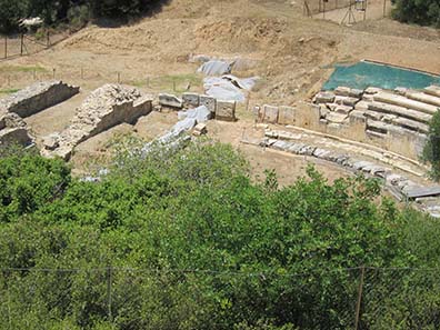 Locked theater of Maroneia, accessible only via a dirt road. Photograph: KW.