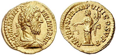 No. 113: ROME. Commodus (177-192). Aureus, 187 / 188. Rev. Aequitas. RIC III 164 (var.). Extremely fine.
15.000 / 20.000 USD