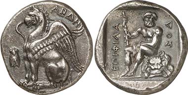 Abdera. Stater, c. 411/410-386/5. Griffin. Rev. Herakles. From auction LHS Numismatik AG 102 (2008), 104.