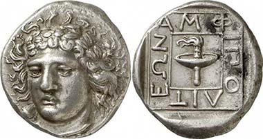 Amphipolis. Tetradrachm, c. 369/8 B. C. Apollon. Rev. race torch. From auction Gorny & Mosch 190 (2010), 117.