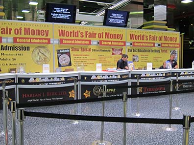 Entrance to the coin fair. There is much to be learned from this. Photograph: UK.