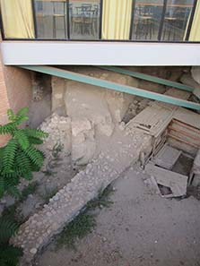Unexplained ruins underneath a modern cultural center. Photograph: KW.