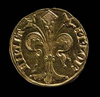 Fiorino d'oro, 1252-1303 - 2.03 cm - 3.4 g - Obverse: the Florentine lily, reverse: St. John the Baptist, Florence's patron saint. Florence, Museo Nazionale del Bargello, Coins inv. no. 117.